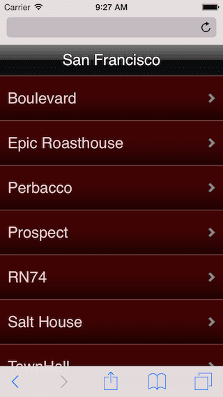 Mobile website screenshot